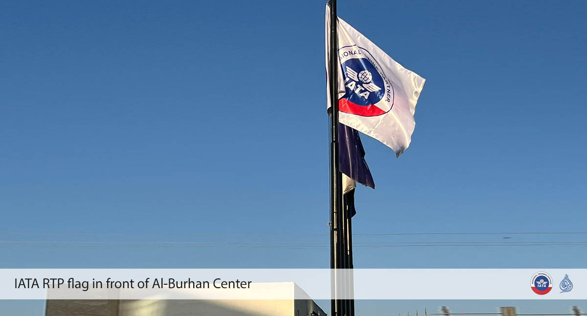 IATA RTP flag in front of Al-Burhan Center
